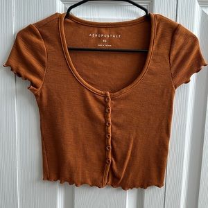 AERO rust orange button crop top